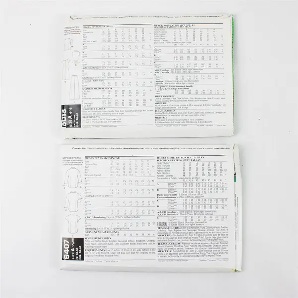 Lot of 2 New Look Sewing Patterns 6013A (4-16) & 6407A (10-22)