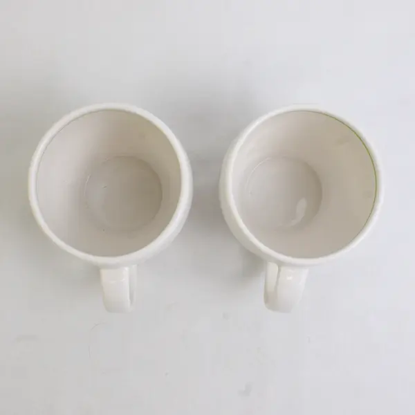 Lot Of 2 Starbucks White/Green Ceramic Barista Espresso Coffee Mugs 2003 3"