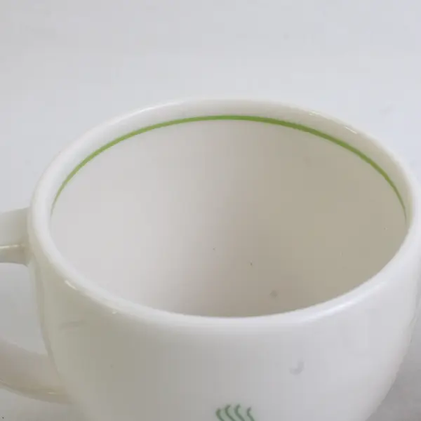 Lot Of 2 Starbucks White/Green Ceramic Barista Espresso Coffee Mugs 2003 3"