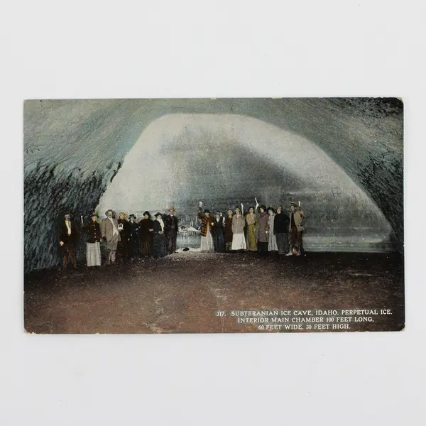 Subterranean Ice Cave Idaho Color Litho Postcard Shoshone 1910s Wesley Andrews