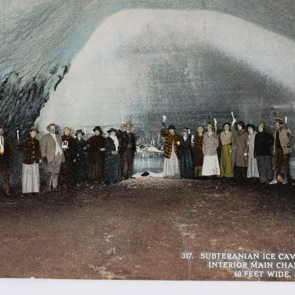 Subterranean Ice Cave Idaho Color Litho Postcard Shoshone 1910s Wesley Andrews