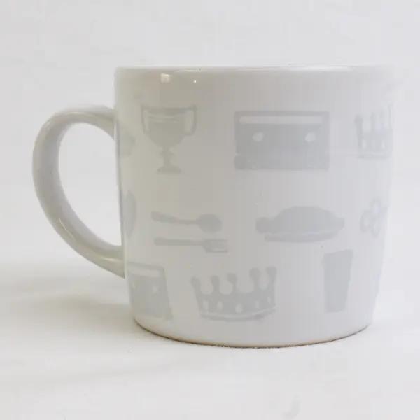 Starbucks White Food Print Ceramic Espresso Coffee Mug 7.8 Fl Oz 3" Tall