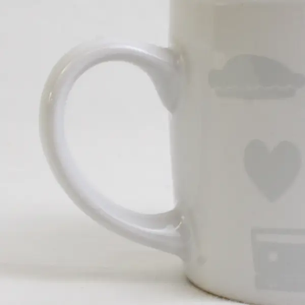 Starbucks White Food Print Ceramic Espresso Coffee Mug 7.8 Fl Oz 3" Tall