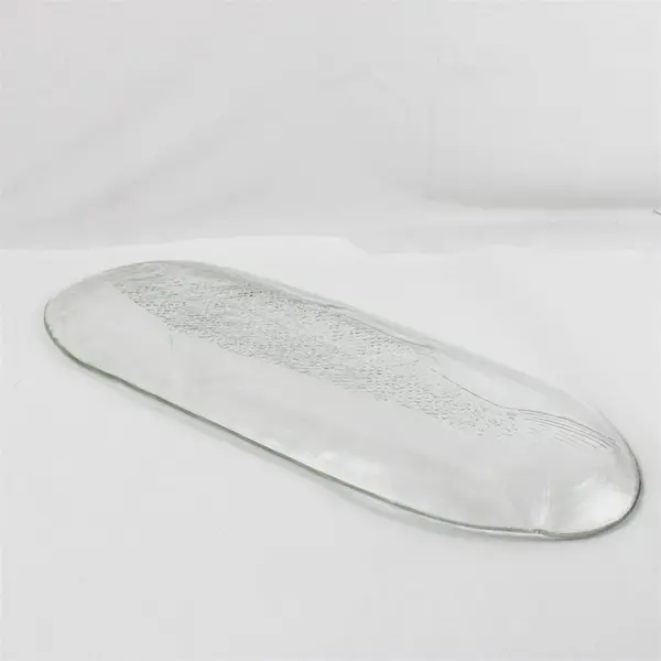 Large Clear Glass Fish Serving Platter Salmon 19"x7.5"