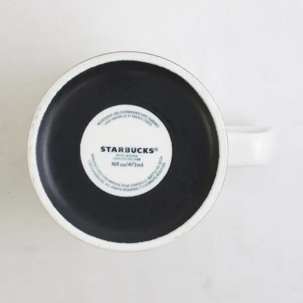 Starbucks White/Black Ceramic Tea/Coffee Mug 16 Fl Oz 4.75" Tall