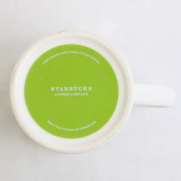 Starbucks White/Green Cafe Estima Blend Ceramic Tea/Coffee Mug 4.25" Tall 2005
