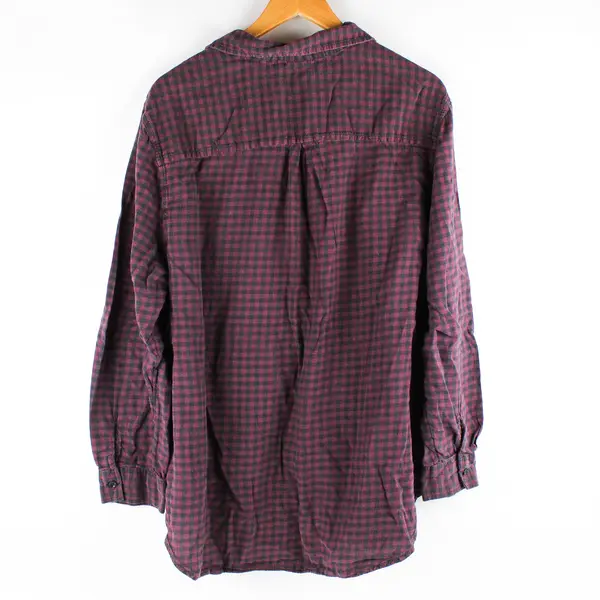 Terra & Sky Women's 2X Plus Size Purple Plaid 100% Cotton Button Up Shirt