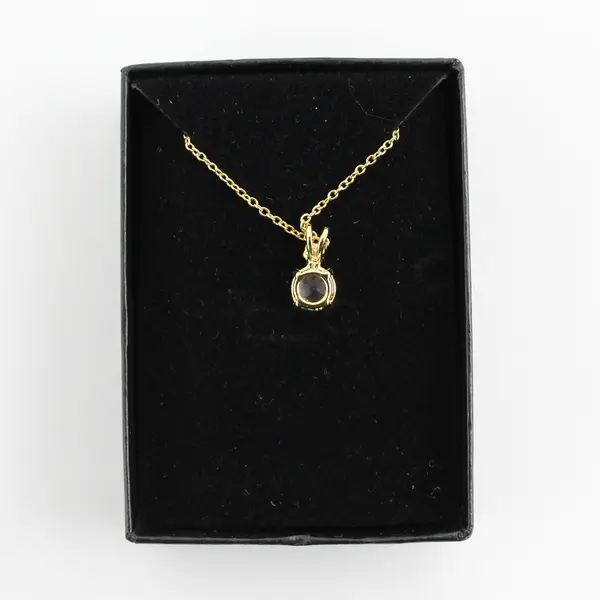 Van Doran Ruby And Rhinestone Pendant Necklace With 18” Gold Tone Chain