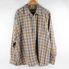 Vtg Eddie Bauer Men's 3XL Brown Plaid 100% Cotton Lightweight Button Up Shirt