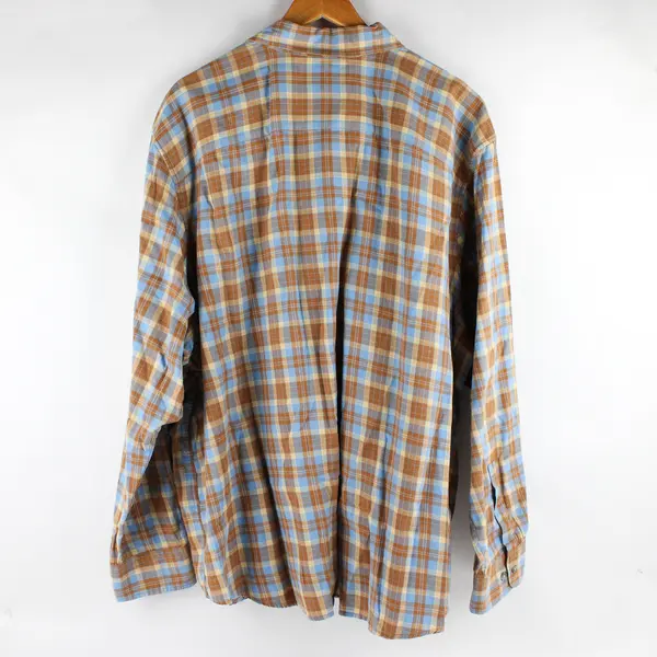 Vtg Eddie Bauer Men's 3XL Brown Plaid 100% Cotton Lightweight Button Up Shirt