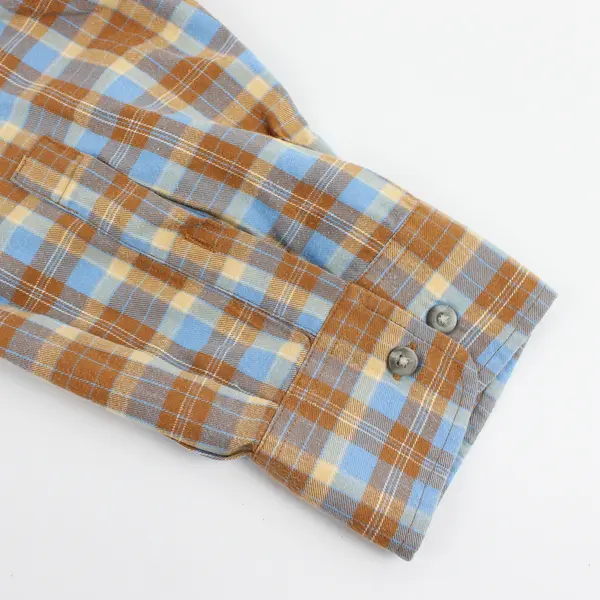 Vtg Eddie Bauer Men's 3XL Brown Plaid 100% Cotton Lightweight Button Up Shirt