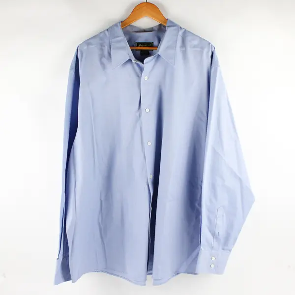 Eddie Bauer Men's 3XL Blue Herringbone Long Sleeve Button Up Dress Shirt