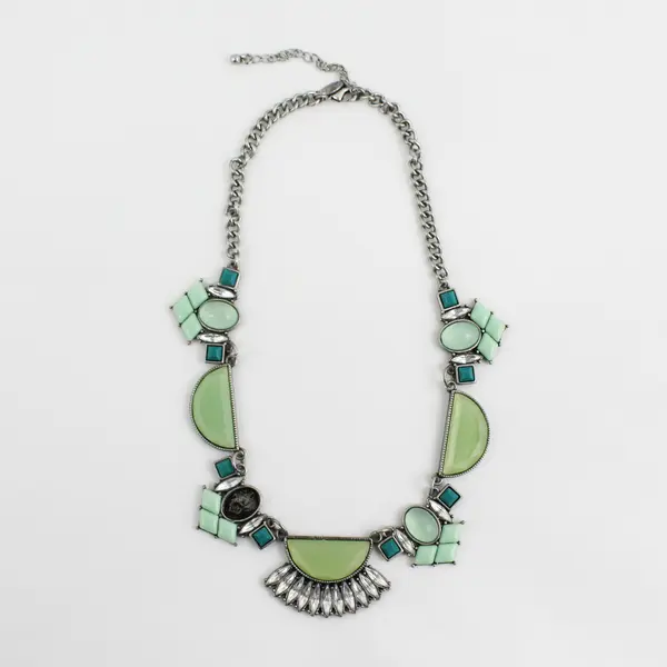 Vintage Lia Sophia GLACIAL Necklace, 16-19", Pastel Green & Turquoise