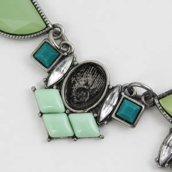 Vintage Lia Sophia GLACIAL Necklace, 16-19", Pastel Green & Turquoise