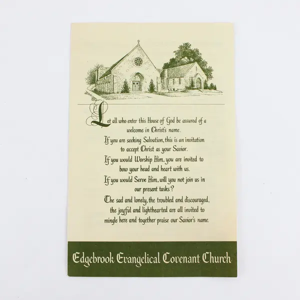 Edgebrook Evangelical Covenant Church Chicago Illinois Pamphlet August 1970