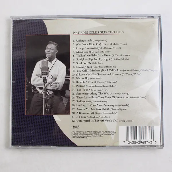 The Greatest Hits by Nat King Cole CD, 1994  #CDP 729687 2 6