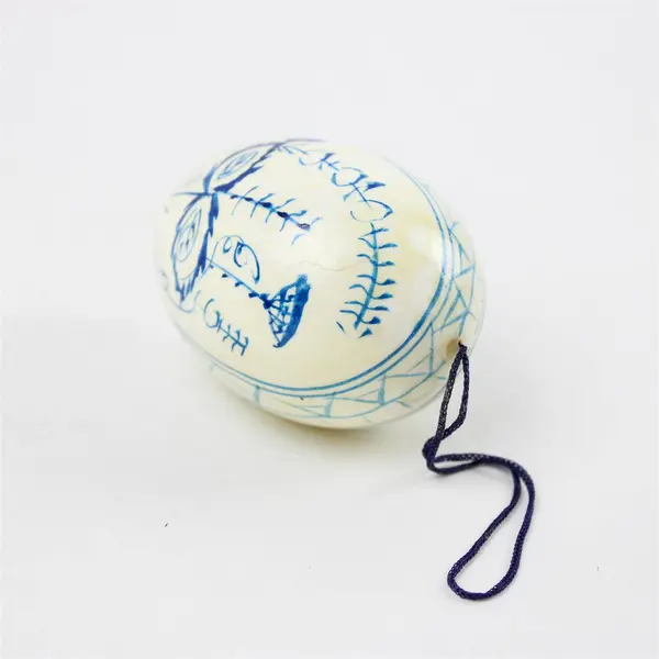 Lot of 4 Blown Eggs Blue & White Decorated Easter Decor