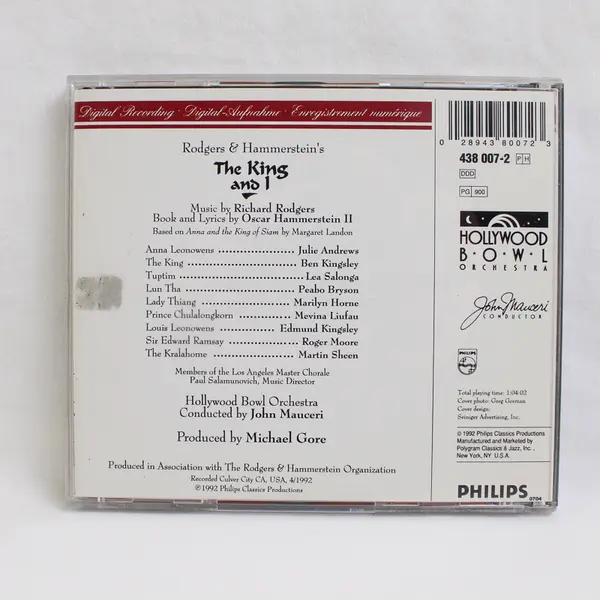 The King and I CD, Rodgers & Hammerstein, 1992 w/Booklet #438 007-2