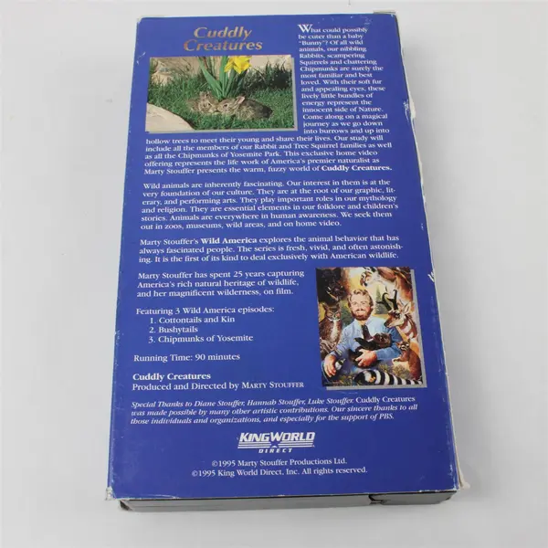 Marty Stouffer's Wild America Cuddly Creatures 1995 VHS Tape - Wildlife