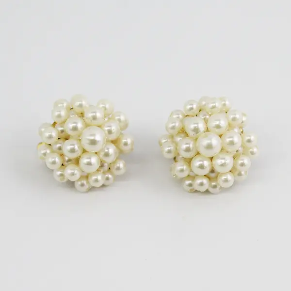 Triple Braided Strand Cultured Pearl Necklace Bracelet and Clip On Earrings