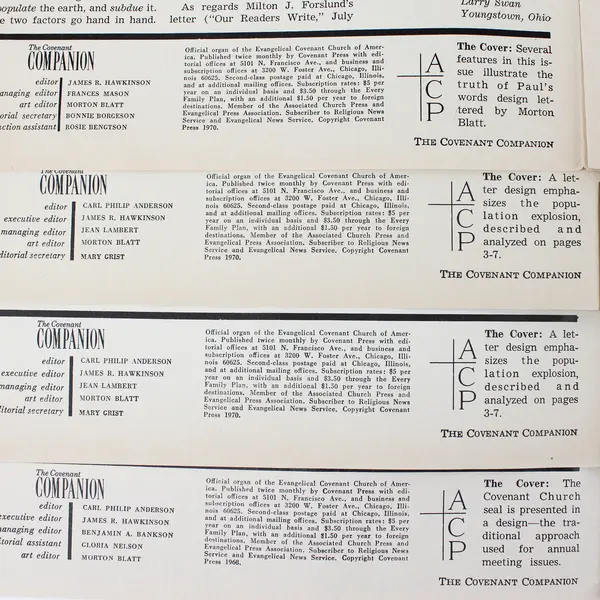 Lot Of 4 The Covenant Companion Magazines June July Sept 1970 Evangelical 