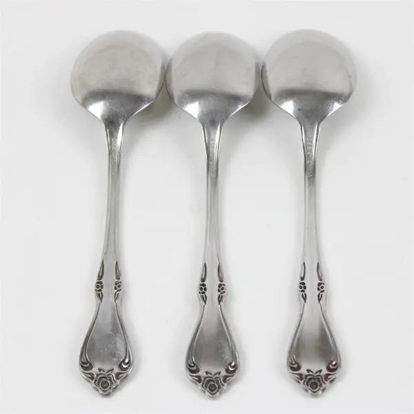 Set of 3 Oneida Celebrity Stainless Place Oval Soup Spoons 