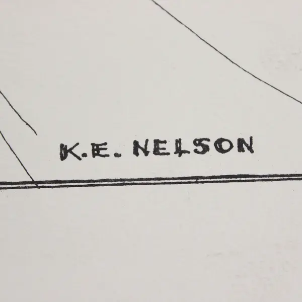 Vintage Northport Michigan K.E. Nelson Drawing Art Print Unframed Street Scene