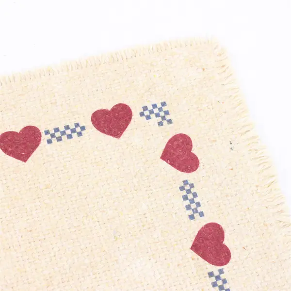 Set of 4 Vintage Unbranded Off-White Thick Woven Placemats w/Heart Design
