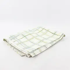 Unbranded White & Green Plaid Cotton Table Cloth - 45"Wx57"L