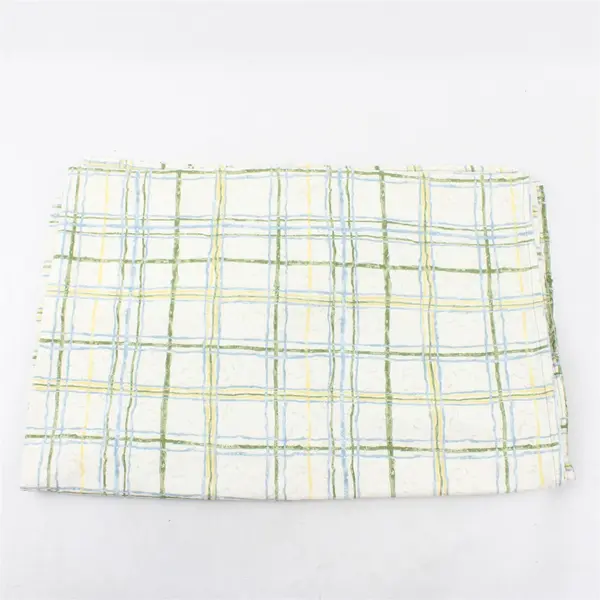 Unbranded White & Green Plaid Cotton Table Cloth - 45"Wx57"L