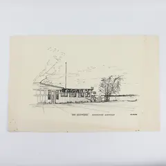 Vintage Northport Michigan The Shipwreck K.E. Nelson Drawing Art Print Unframed 