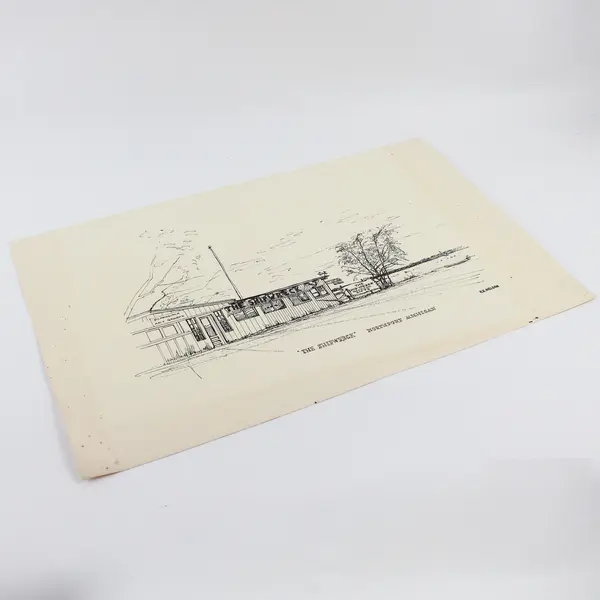 Vintage Northport Michigan The Shipwreck K.E. Nelson Drawing Art Print Unframed 