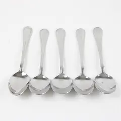 Set of 5 Wallace Silversmiths Continental Bead Stainless Oval Soup Spoons