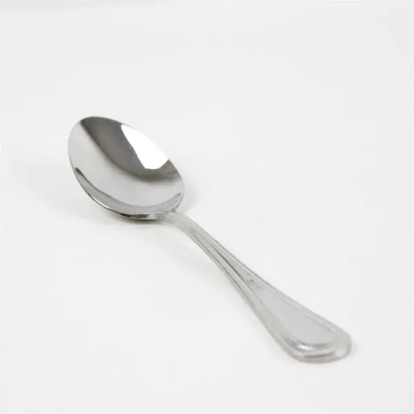 Set of 5 Wallace Silversmiths Continental Bead Stainless Oval Soup Spoons