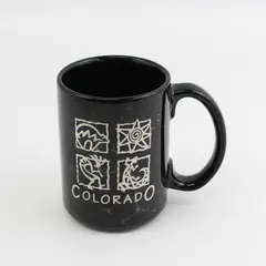Black Ceramic Colorado Souvenir Native American Symbols Coffee Mug