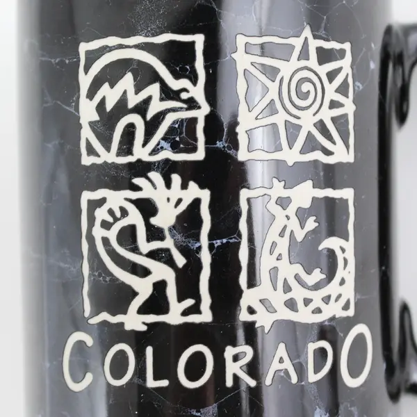 Black Ceramic Colorado Souvenir Native American Symbols Coffee Mug