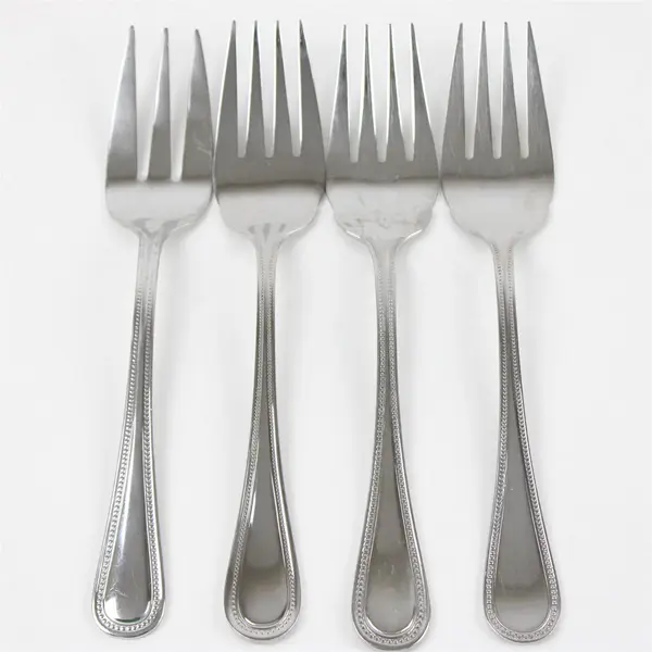 Set of 4 Wallace Silversmiths Continental Bead Stainless Serving Forks 