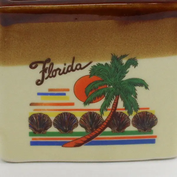 Vintage Souvenir  Florida Half Cup Mug Brown & Tan Tropical Beach