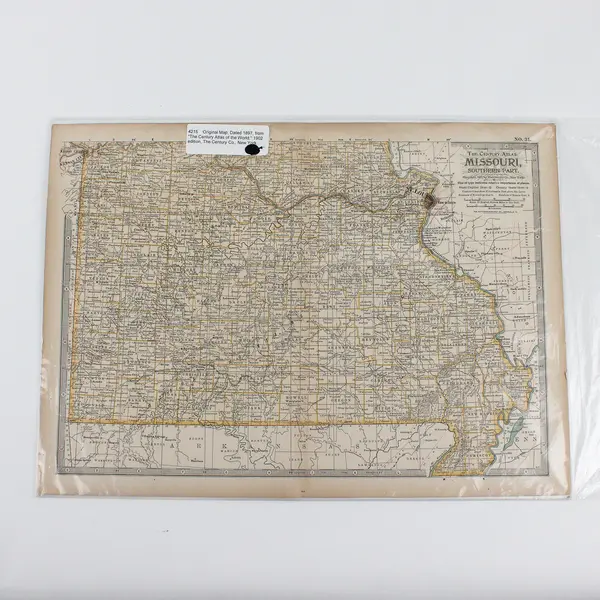 Vintage Missouri Southern Part Map 1897 From Century Atlas 1902