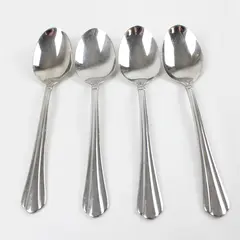 Set of 4 Oneida Tripoli Stainless Oval Soup Spoons 