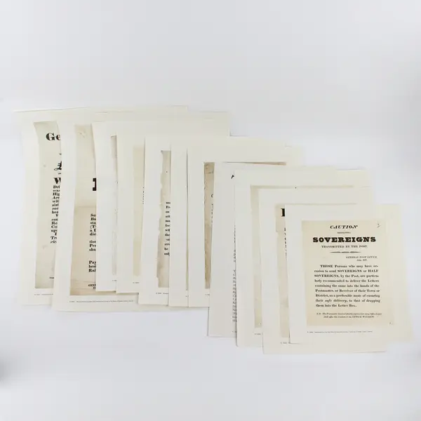 Set Of 10 19th Century Handbills & Posters Archives British Post Office Reprints