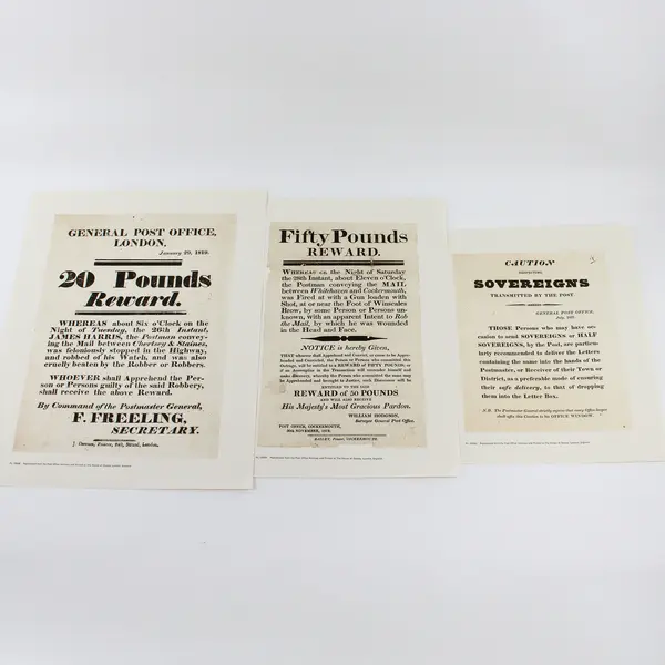Set Of 10 19th Century Handbills & Posters Archives British Post Office Reprints