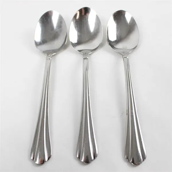 Set of 3 Oneida Tripoli Stainless Oval Soup Spoons