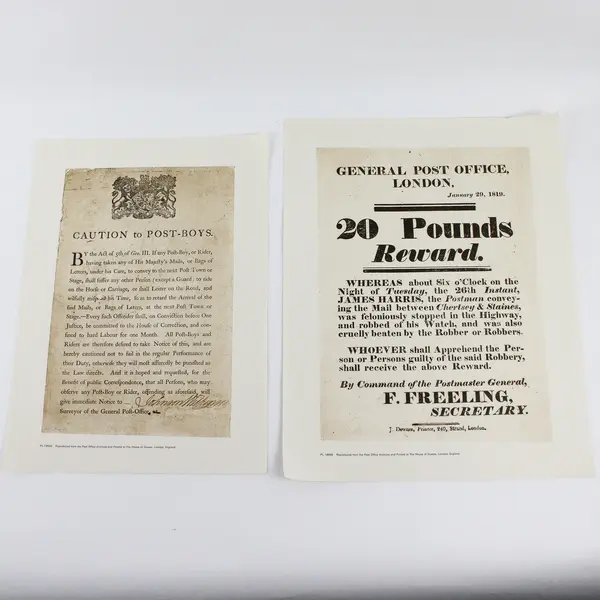 Set Of 6 19th Century Handbills & Posters Archives British Post Office Reprints