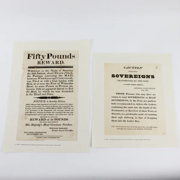 Set Of 6 19th Century Handbills & Posters Archives British Post Office Reprints
