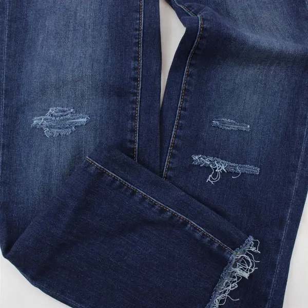 Eddie Bauer Women's 2 Dark Wash Raw Hem "Slightly Curvy" Straight Denim Jeans