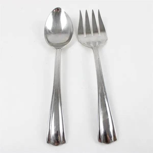 Lot of 2 Hampton Silversmiths Stainless Serving Spoon & Medium Serving Fork