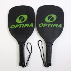 Lot Of 2 Optima Wooden Pickleball Paddles Black/Green Sports
