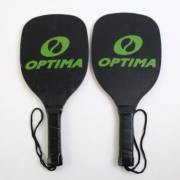 Lot Of 2 Optima Wooden Pickleball Paddles Black/Green Sports