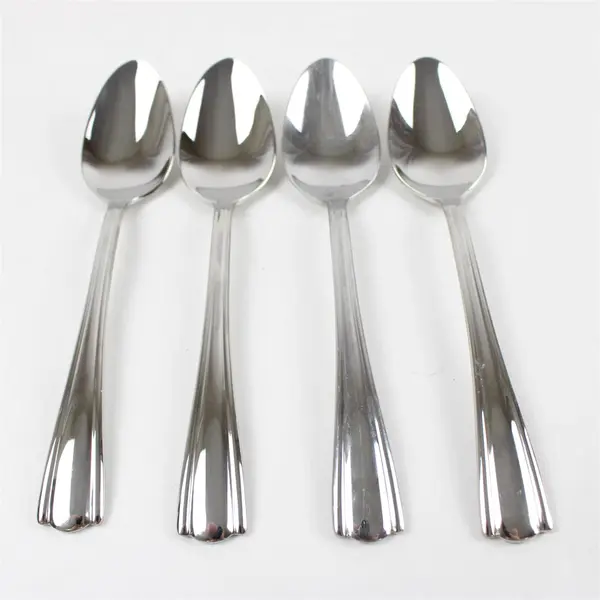Set of 4 Hampton Silversmiths Elana Stainless Oval Soup Spoons